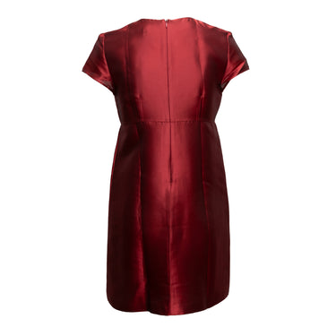 Red Burberry Satin Short Sleeve Dress Size US 4