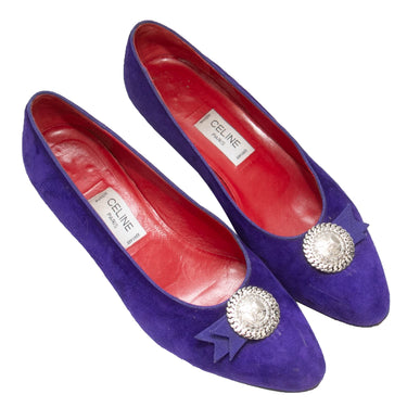Vintage Purple Celine Suede Ballet Flats Size 38.5