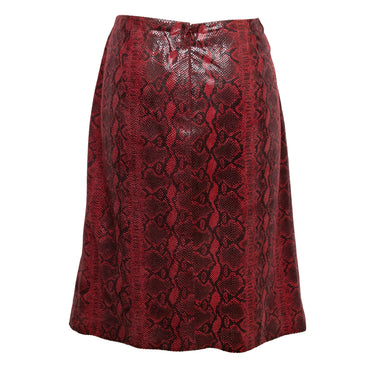 Red & Black Oscar de la Renta Faux Snakeskin Skirt Size US L - Designer Revival