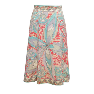 Vintage Lavender & Multicolor Emilio Pucci 60s Velvet Printed Skirt Size US 8 - Designer Revival