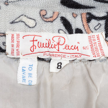 Vintage Gray & Multicolor Emilio Pucci Paisley Print Midi Skirt Size M - Atelier-lumieresShops Revival