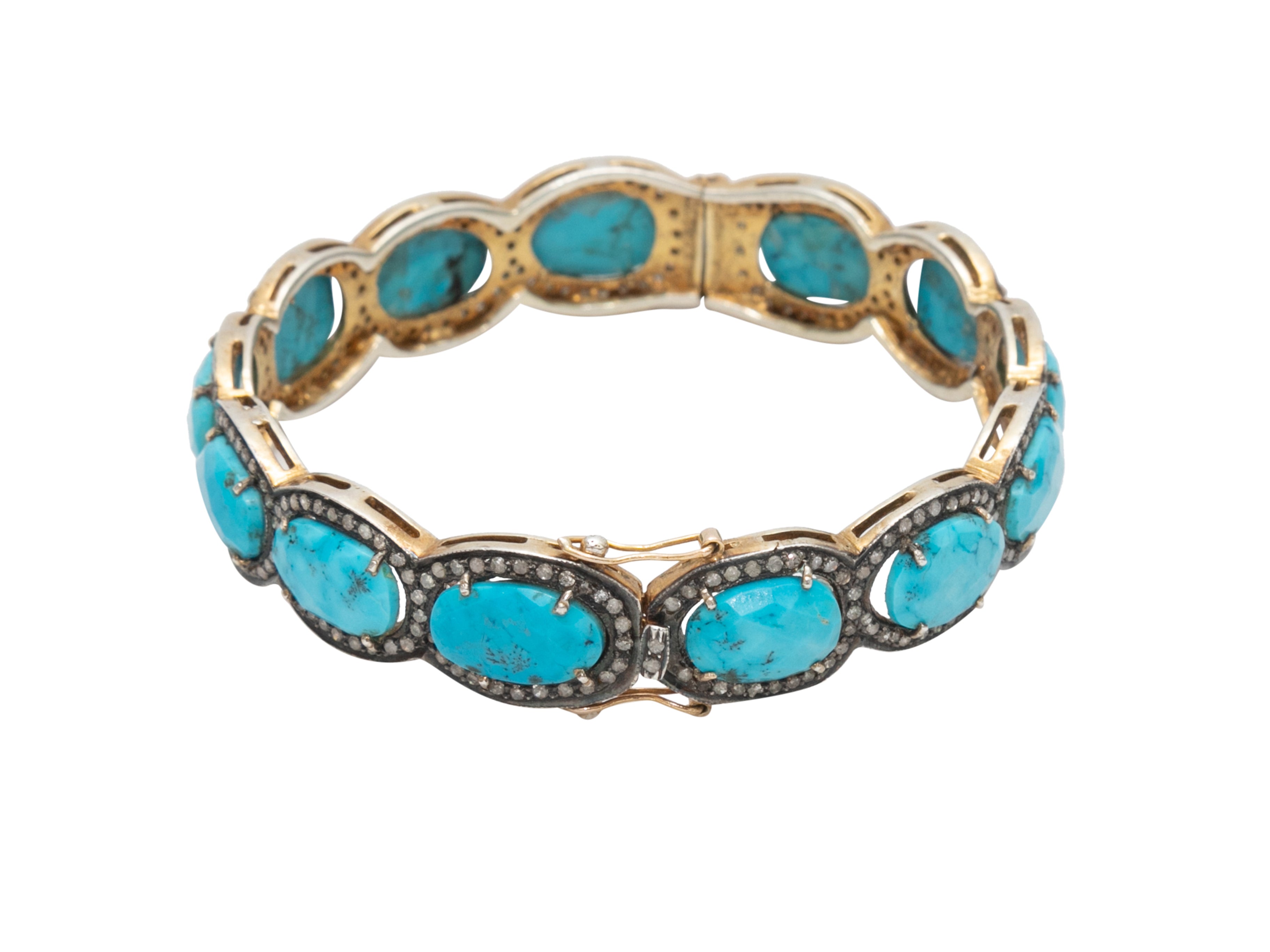 Gold Jennifer Miller Turquoise & Diamond Cuff Bracelet - Designer Revival