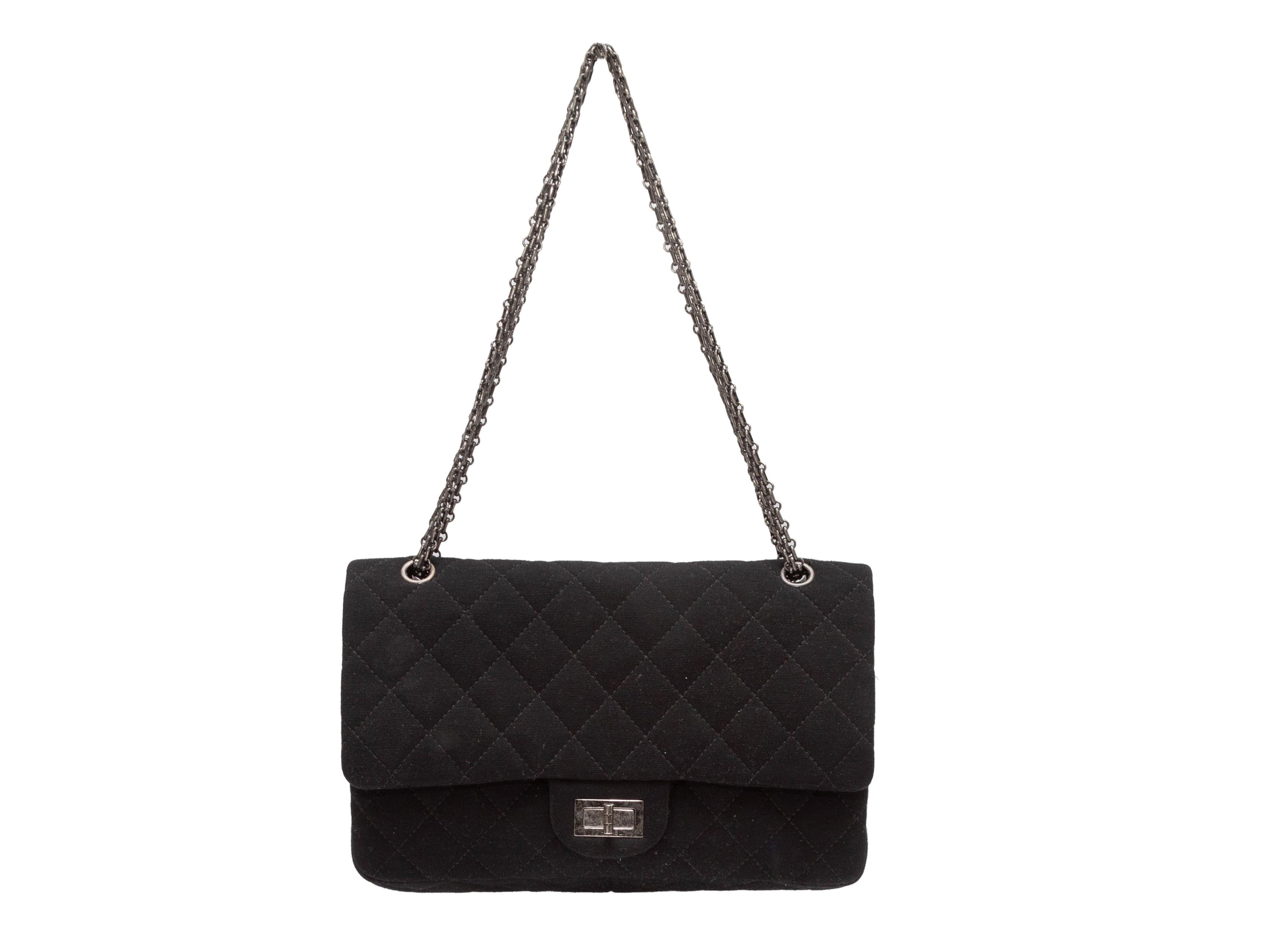 Black Chanel 2012 2.55 Reissue Jumbo Quilted Jersey Double Flap