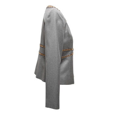 Vintage Grey Valentino Embellished Wool & Cashmere Jacket Size US 10 - Designer Revival
