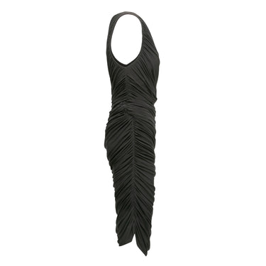 Black Norma Kamali Diane One-Shoulder Ruched Dress Size US S - Designer Revival