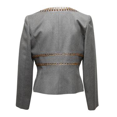 Vintage Grey Valentino Embellished Wool & Cashmere Jacket Size US 10 - Designer Revival