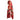 Red & Multicolor Ralph Lauren Wool-Blend Striped Hooded Poncho Size O/S