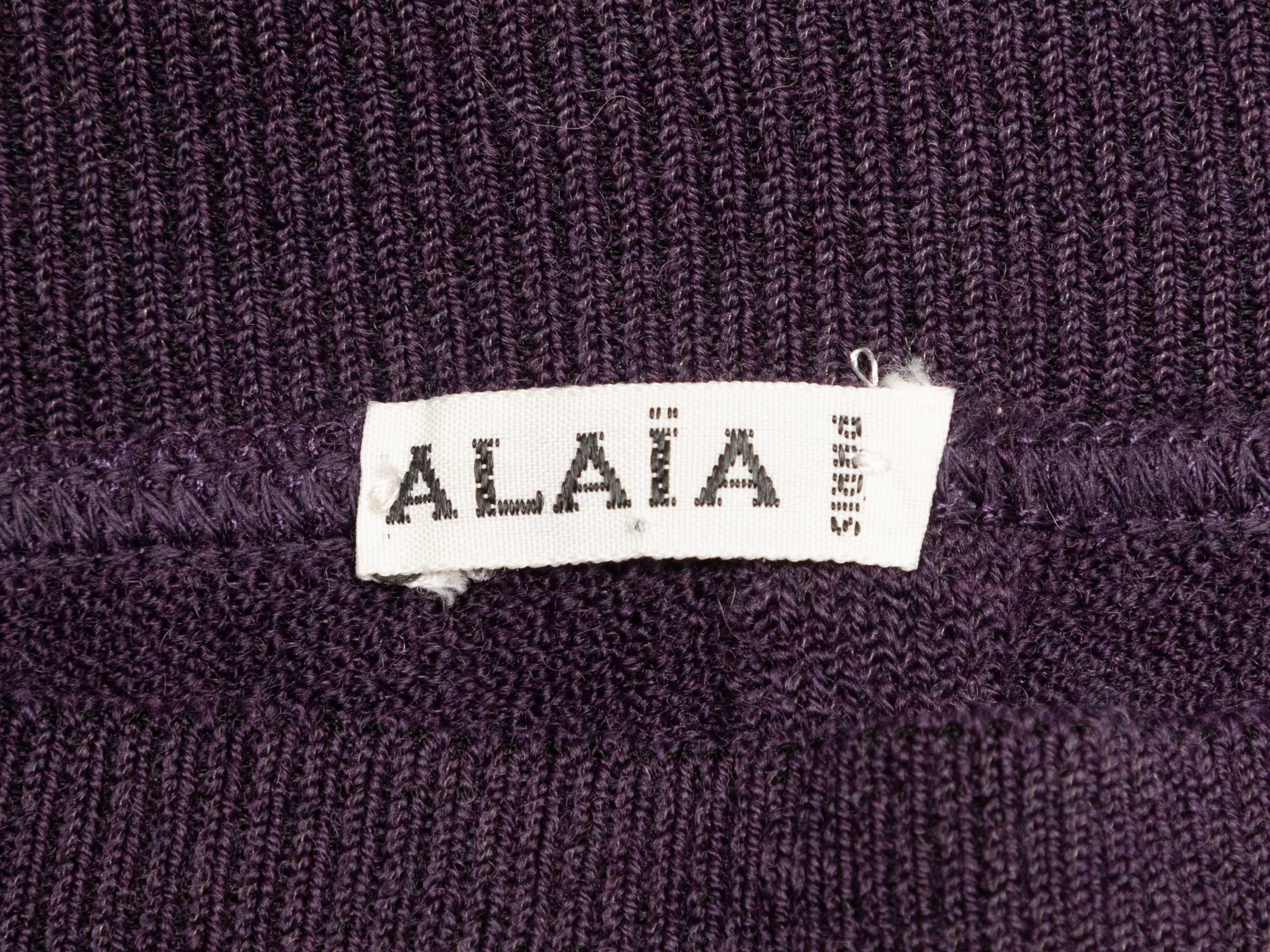 Vintage Dark Purple Alaia Wool Knit Skirt Size M - Designer Revival
