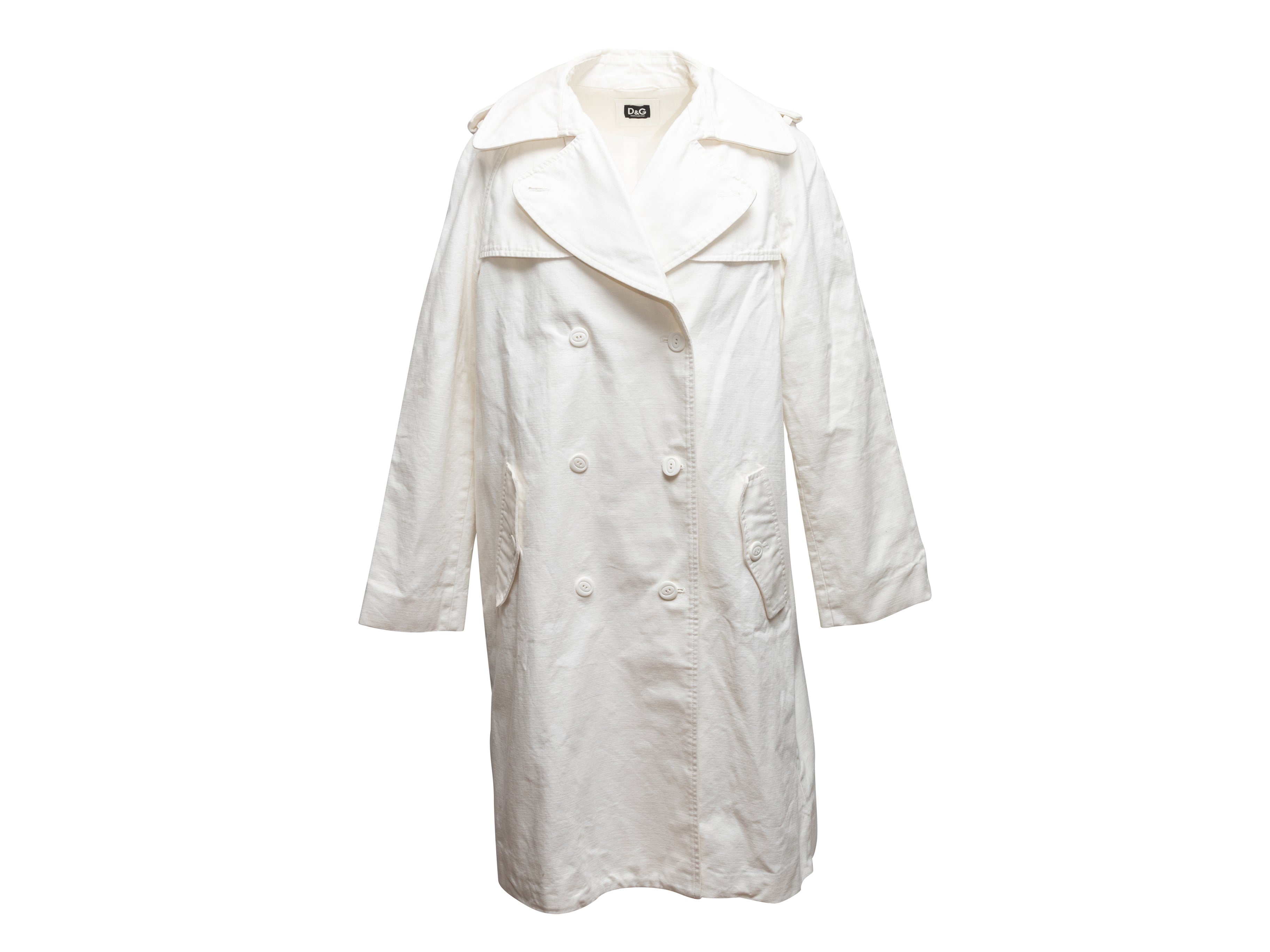 White D&G Cotton Trench Coat Size IT 44 - Designer Revival
