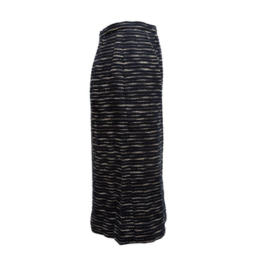 Navy & White Chanel Creations Striped Wool Skirt Size US 6 - Designer Revival