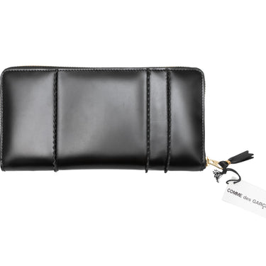 Black Comme Des Garcons Leather Continental Wallet - Designer Revival