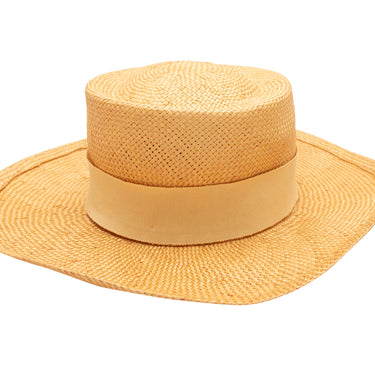 Vintage Yellow Chanel Spring/Summer 1988 Straw Hat Size 57 - Designer Revival