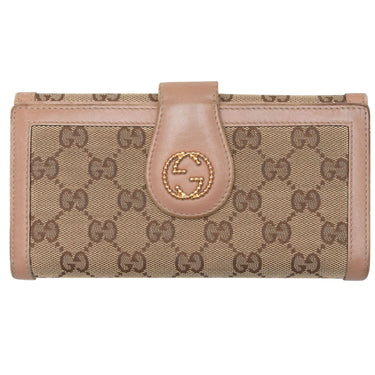 Beige Gucci Monogram Canvas & Leather Continental Wallet