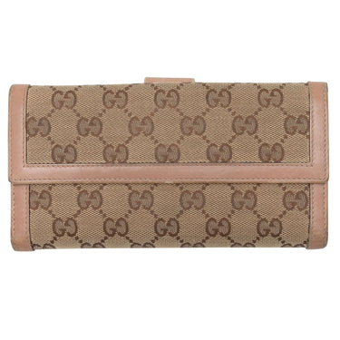 Beige Gucci Monogram Canvas & Leather Continental Wallet