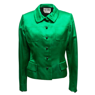 Vintage Green Bill Blass Satin Jacket Size US 12 - Designer Revival