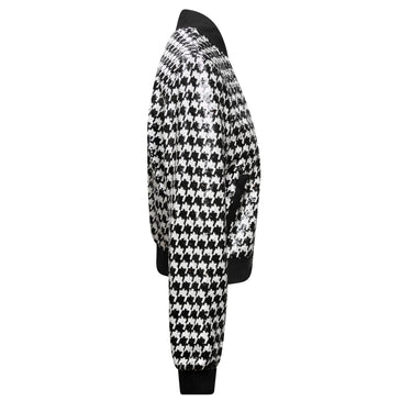 Black & White Alice + Olivia Sequined Houndstooth Jacket Size US S