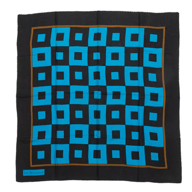 Black & Teal Yves Saint Laurent Geometric Print Silk Scarf