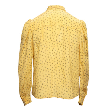 Vintage Yellow & Black Jan Vanvelden Printed Silk Blouse Size US S/M - Atelier-lumieresShops Revival