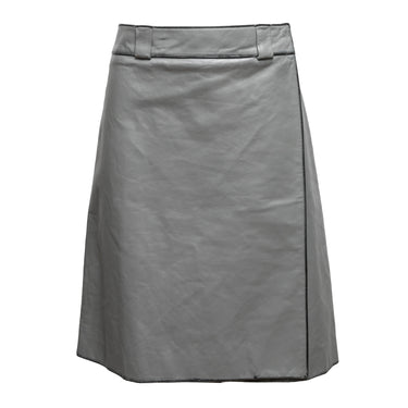 Grey Prada 2018 Leather Skirt Size IT 46 - Designer Revival
