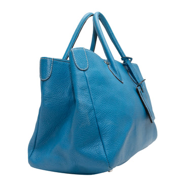 Blue Suarez Leather Crossbody Tote Bag - Designer Revival