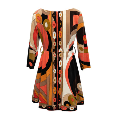 Vintage Black & Multicolor Emilio Pucci Velvet Abstract Print Dress Size US 14