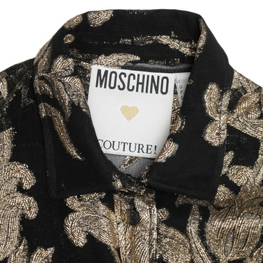Black & Gold Moschino Couture Silk Button-Up Top Size IT 42 - Designer Revival