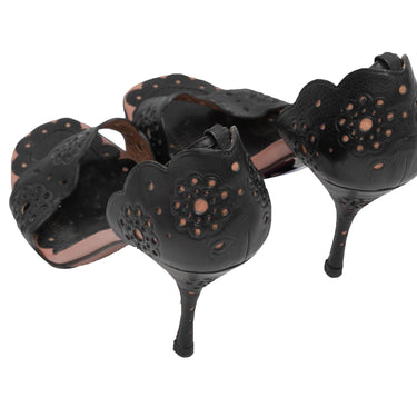 Black Alaia Lasercut Heeled Sandals Size 36 - Designer Revival