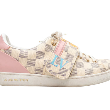 Cream & Multicolor Louis Vuitton Damier Azur Luggage Motif Sneakers Size 39 - Designer Revival