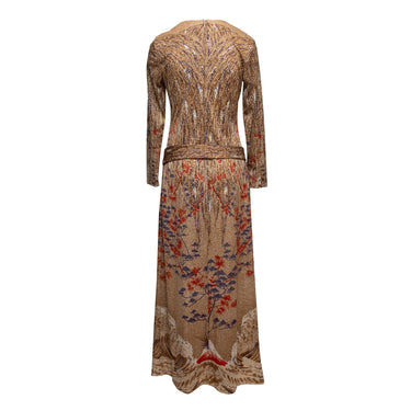 Vintage Beige & Multicolor Lanvin Tree Print Maxi Dress Size US S