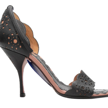 Black Alaia Lasercut Heeled Sandals Size 36 - Atelier-lumieresShops Revival