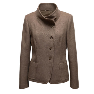 Brown Max Mara Virgin Wool & Cashmere Jacket Size US 12 - Designer Revival