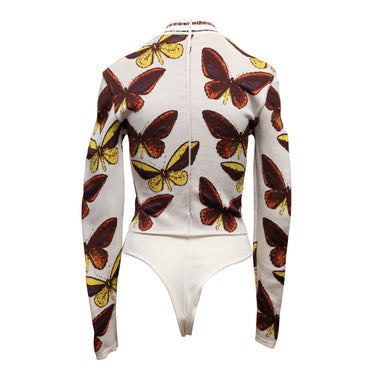 Vintage White & Multicolor Alaia Fall/Winter 1991 Butterfly Bodysuit