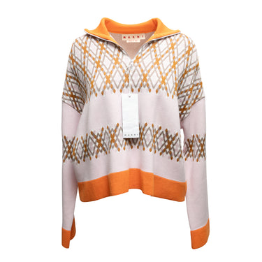 Light Pink & Orange Marni Knit Half-Zip Sweater Size EU 44 - Atelier-lumieresShops Revival