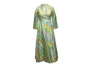 Vintage Green & Multicolor Stavropoulos Printed Evening Coat
