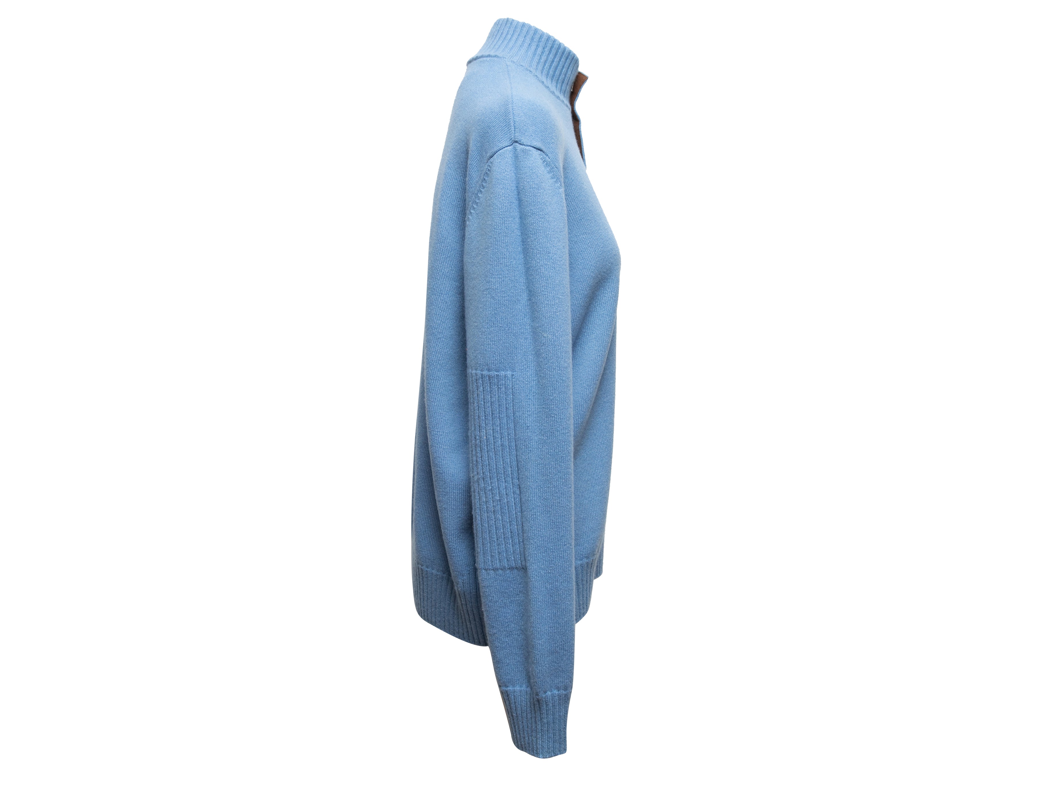 Light Blue Loro Piana Cashmere Half-Zip Sweater Size IT 52 – Designer ...