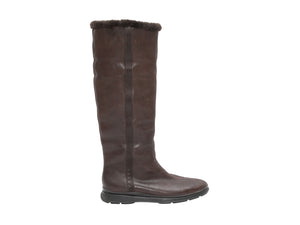 Vintage Brown Prada Shearling-Lined Knee-High Boots