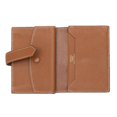 Tan Hermes Mini Bearn Wallet - Designer Revival