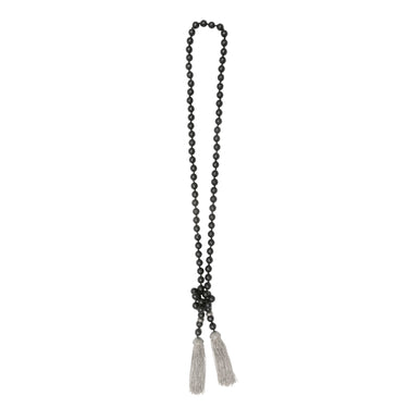 Black Faceted Bead & Diamond Tassel Necklace - Designer Revival