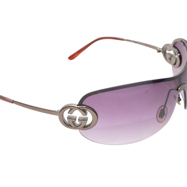 Vintage Silver-Tone Gucci Shield Sunglasses - Designer Revival