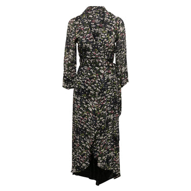 Navy & Multicolor Ganni Floral Print Wrap Dress Size EU 34 - Designer Revival