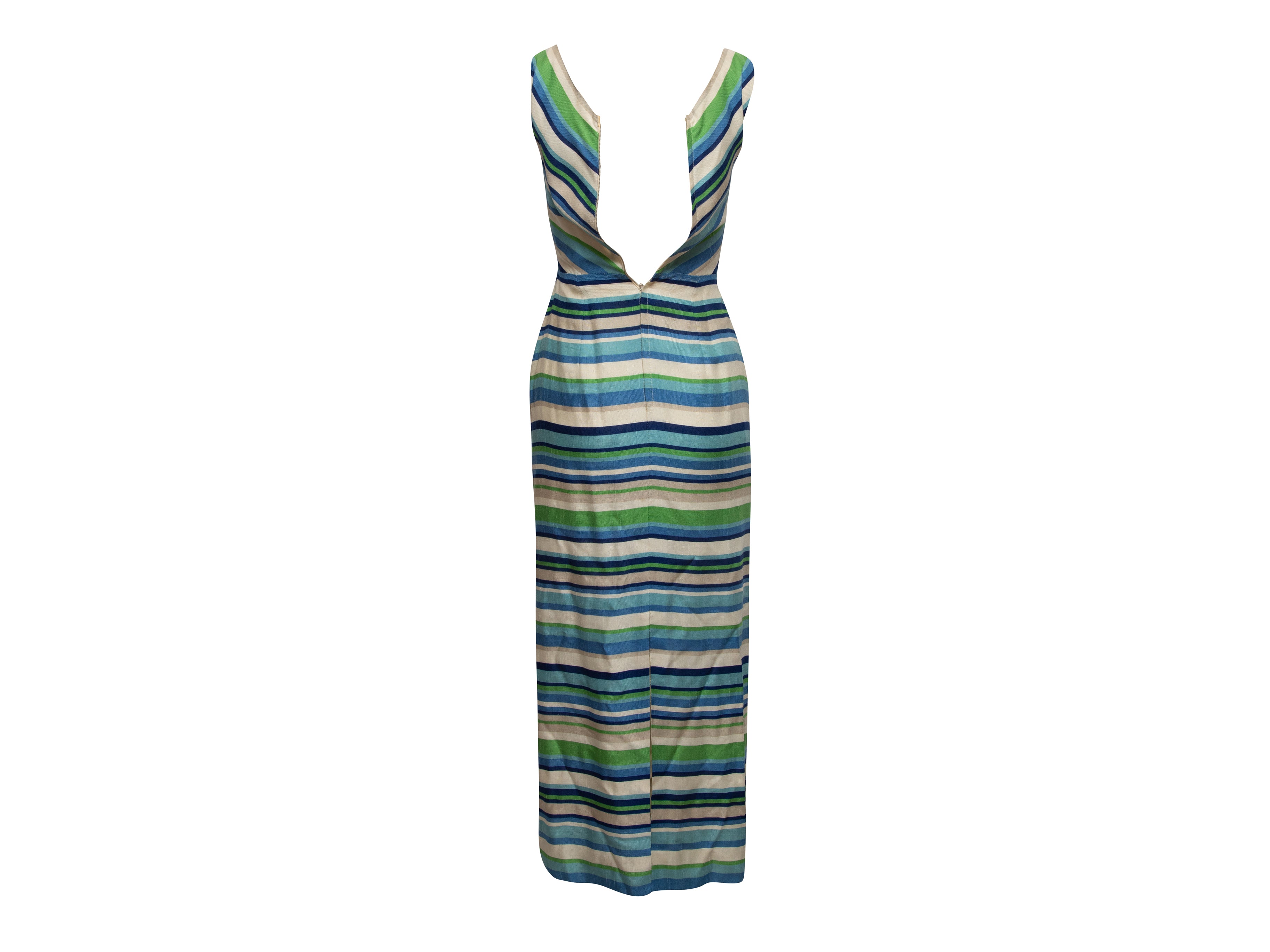 Vintage Blue & Multicolor Jean Varon Striped Sleeveless Dress Size XS –  SlocogShops Revival