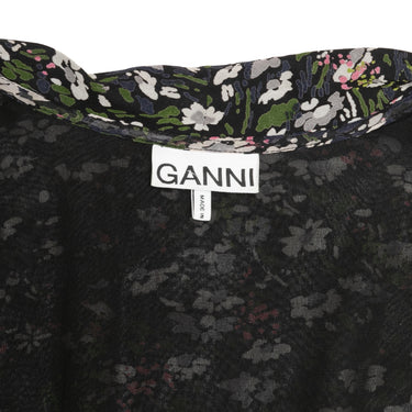 Navy & Multicolor Ganni Floral Print Wrap Dress Size EU 34 - Designer Revival