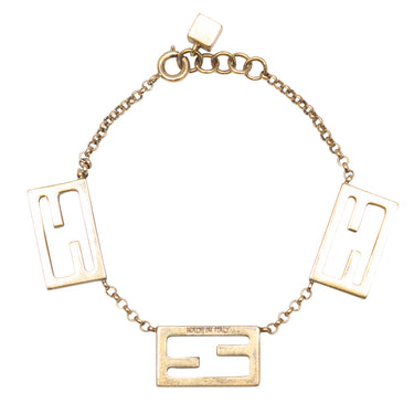 Gold-Tone Fendi Logo Chain Bracelet - Designer Revival
