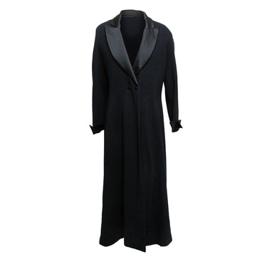 Navy Giorgio Armani Long Virgin Wool Coat Size US 14 - Designer Revival