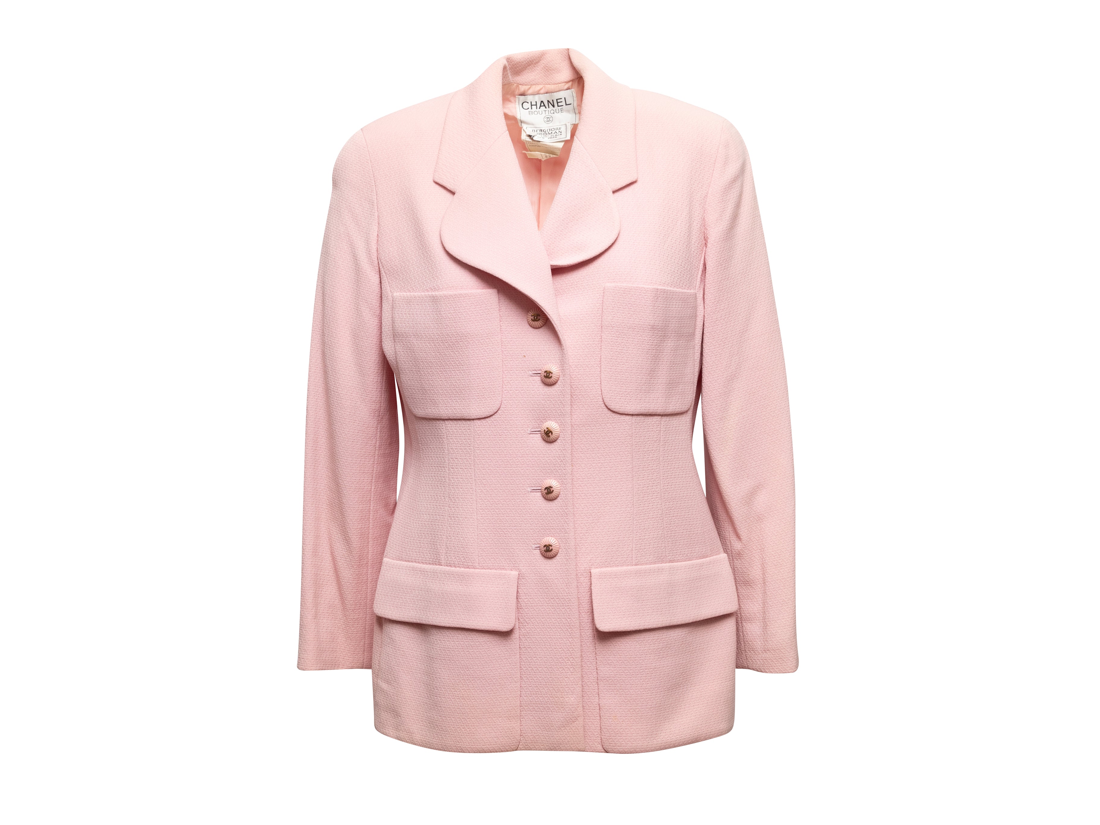 Chanel Pink Tweed Jacket Blazer Size 10 M  Chanel Cardigan  Ideas of  Chanel Cardigan chanel cardigan   Pink tweed jacket Tweed jacket  Chanel tweed jacket