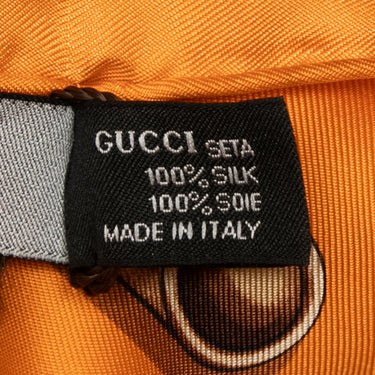 Orange & Multicolor Gucci Abstract Print Silk Scarf
