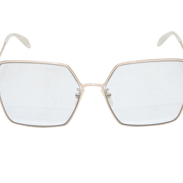 Gold-Tone Alexander McQueen Square Sunglasses - Designer Revival