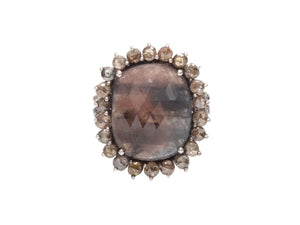 Brown & Silver Meira T Large Faceted Gemstone Ring