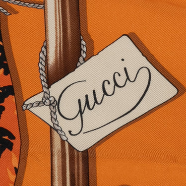 Orange & Multicolor Gucci Abstract Print Silk Scarf - Designer Revival