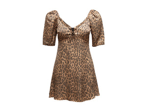 Tan & Black Alice + Olivia Striped Leopard Print Mini Dress